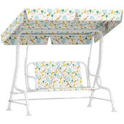 DONDOLO PER BAMBINI DA ESTERNO A 2 POSTI CON TETTUCCIO REGOLABILE E CINTURE DI SICUREZZA 112X75X120 CM BIANCO