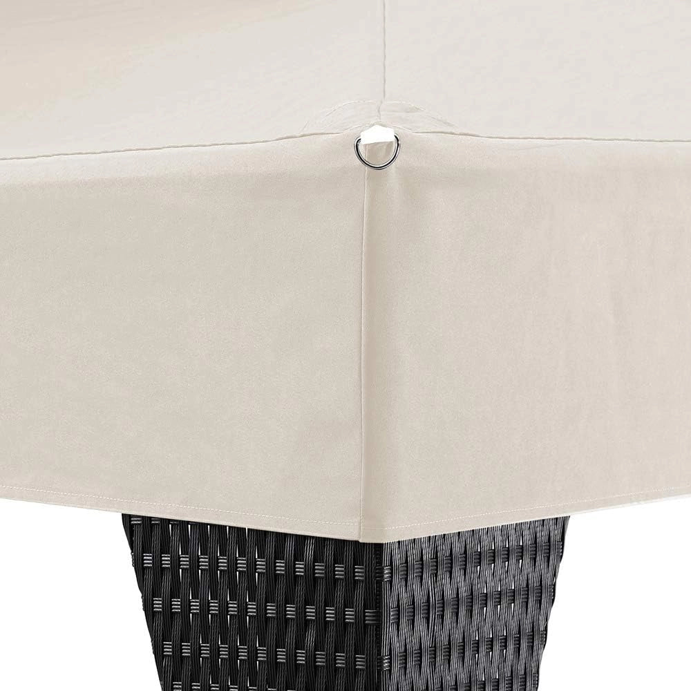 Gazebo da Giardino 3x3m Polyrattan Idrorepellente Padiglione Tendone Festa Protezione UV Crema