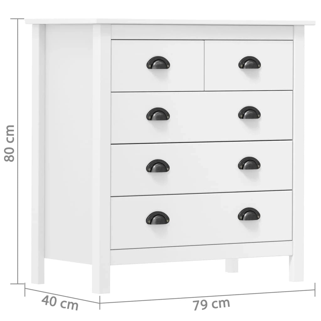 Buffet credenza cassettiera armadio mobile contenitore organizer per cucina soggiorno salotto Hill 79 x 40 x 80 cm legno massello di pino bianco 02_0035671