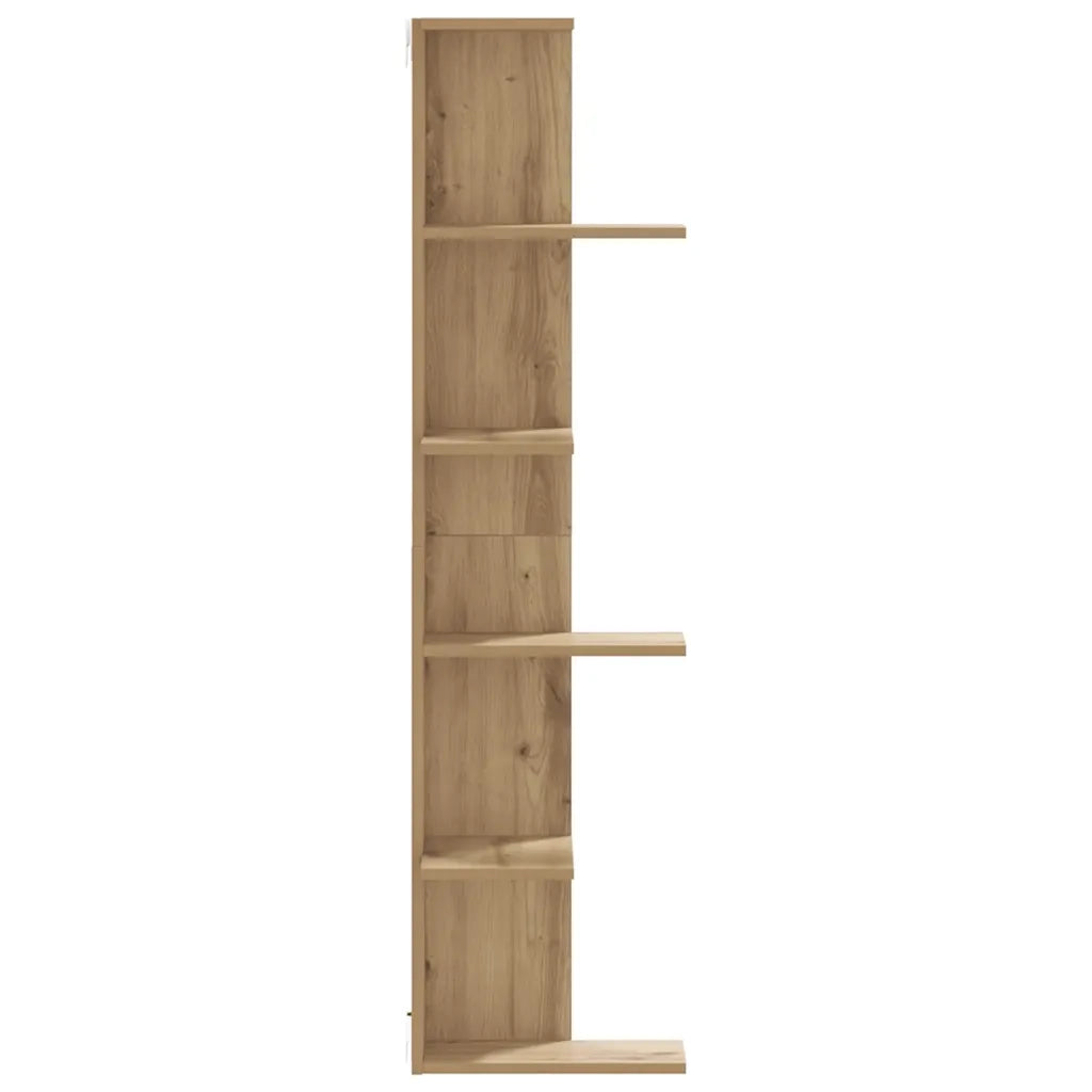 Scaffale Angolare Muro Rovere Artigianale 36,5x36,5x140cm Legno 852635