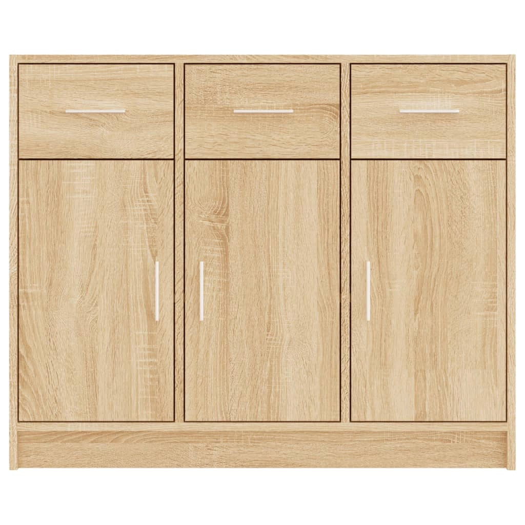 Buffet credenza cassettiera armadio mobile contenitore organizer cucina soggiorno rovere Sonoma 91 x 28 x 75 cm legno ingegnerizzato marrone 02_0031737