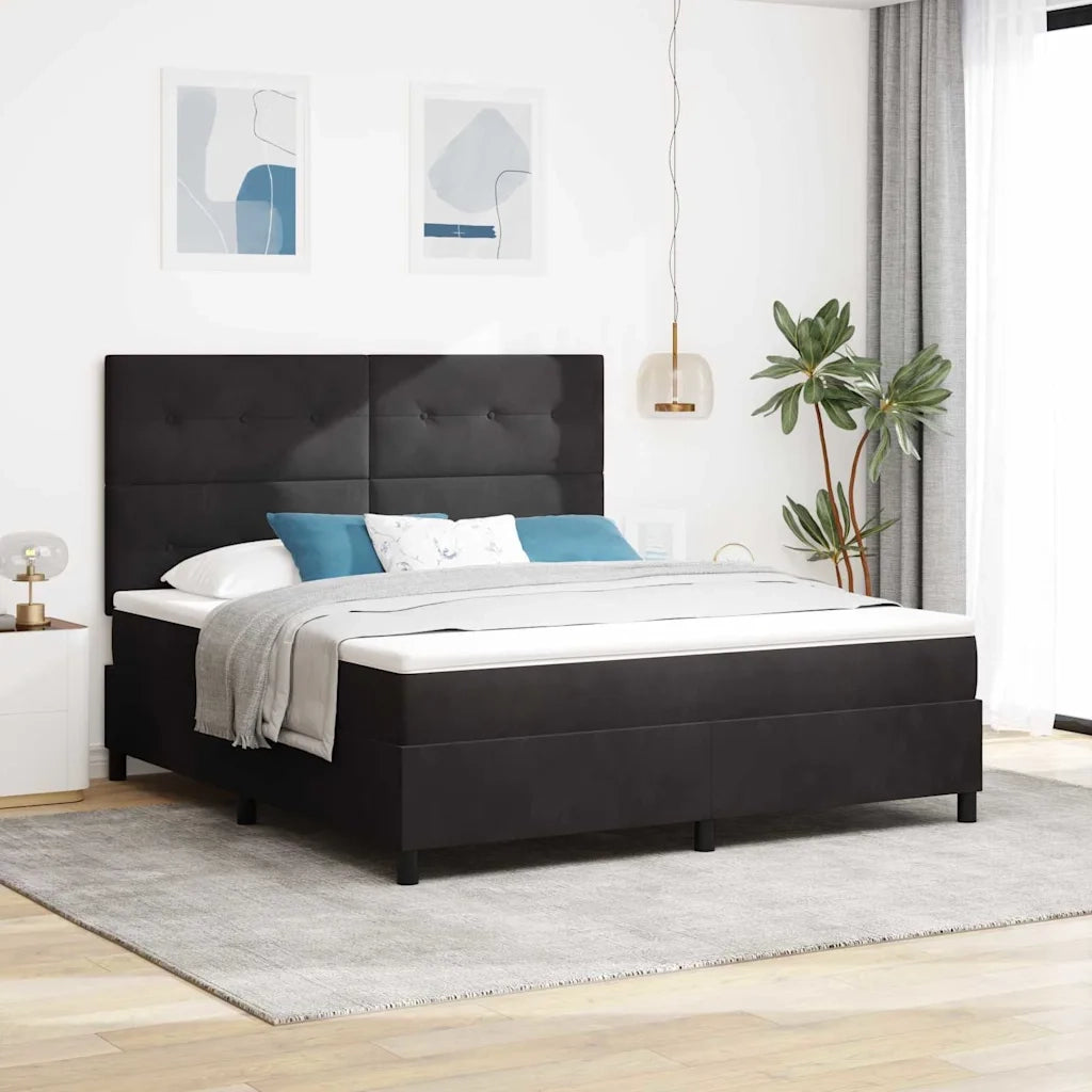Letto a molle con materasso Nero 180 x 200 cm Velluto 3339850