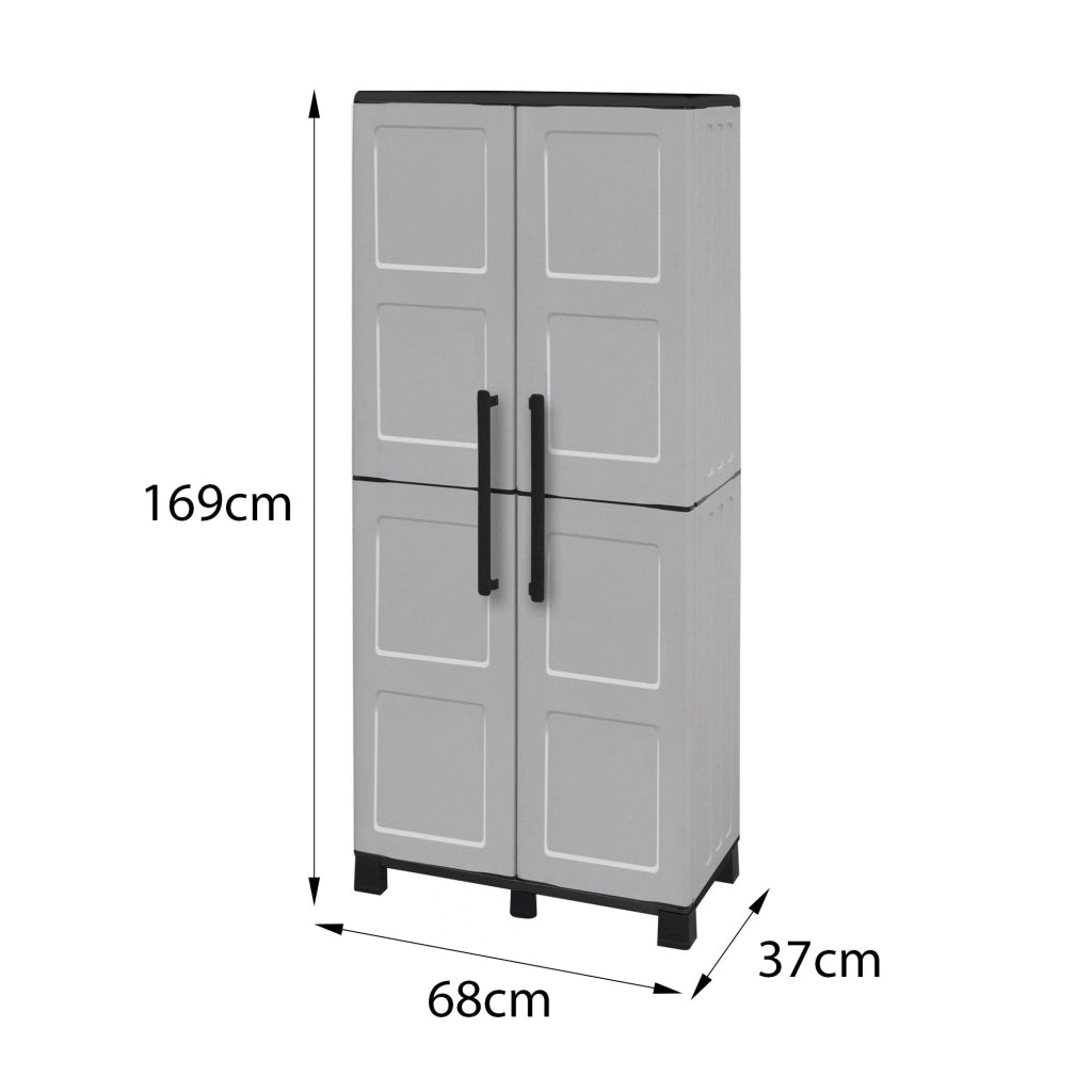 Mobile da Giardino Askan, Armadio da Esterno 3 Ripiani Made in Italy, 68x37x169h cm Grigio Chiaro