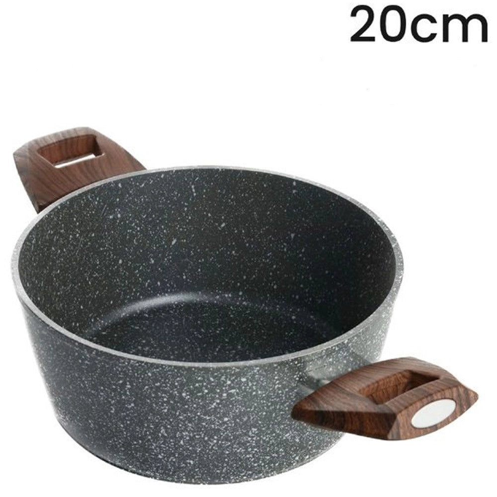 Trade Shop - Casseruola Con 2 Manici Legno Pentola Antiaderente Antigraffio Per Induzione Da ø16 A 24cm -    -diametro 20cm   -