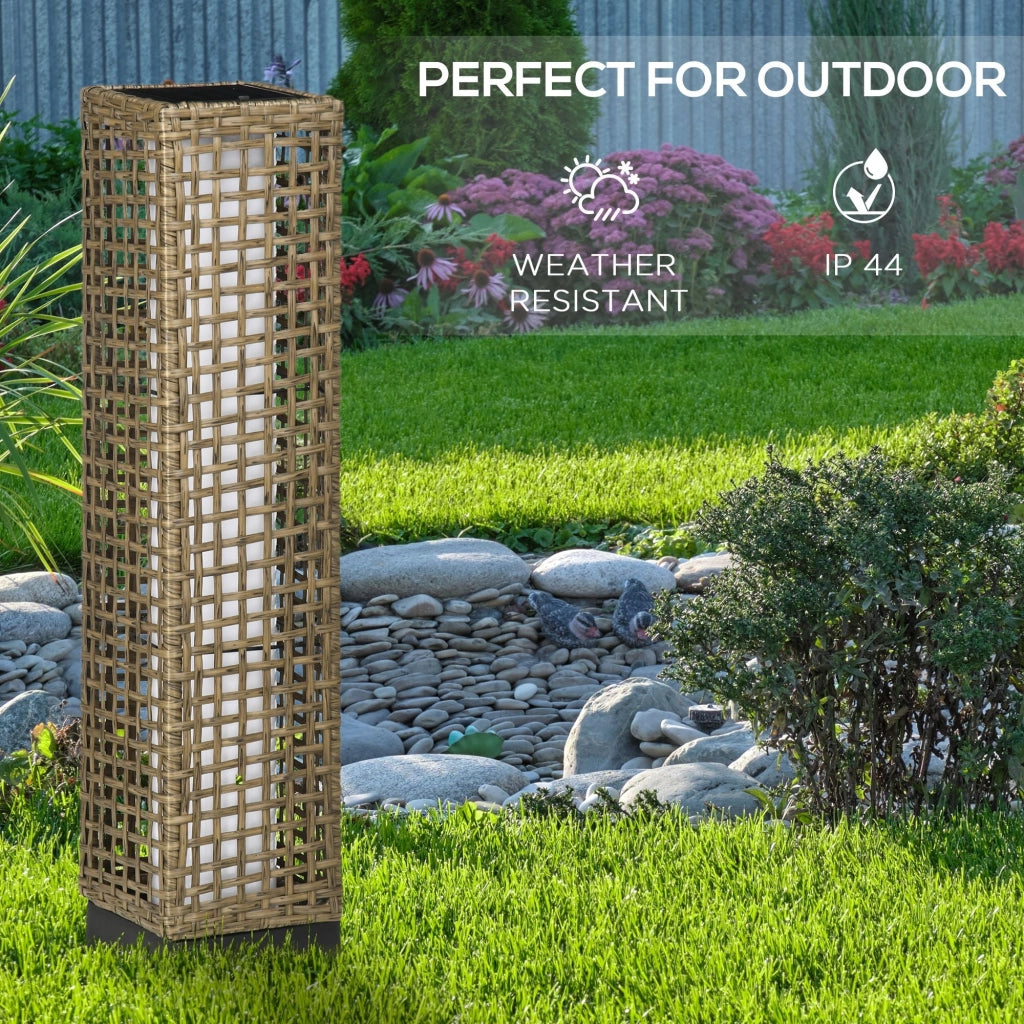 Lampada Solare da Giardino con Pannello di Ricarica 15,5x15,5x69 cm in Acciaio e Rattan Nero e Marrone
