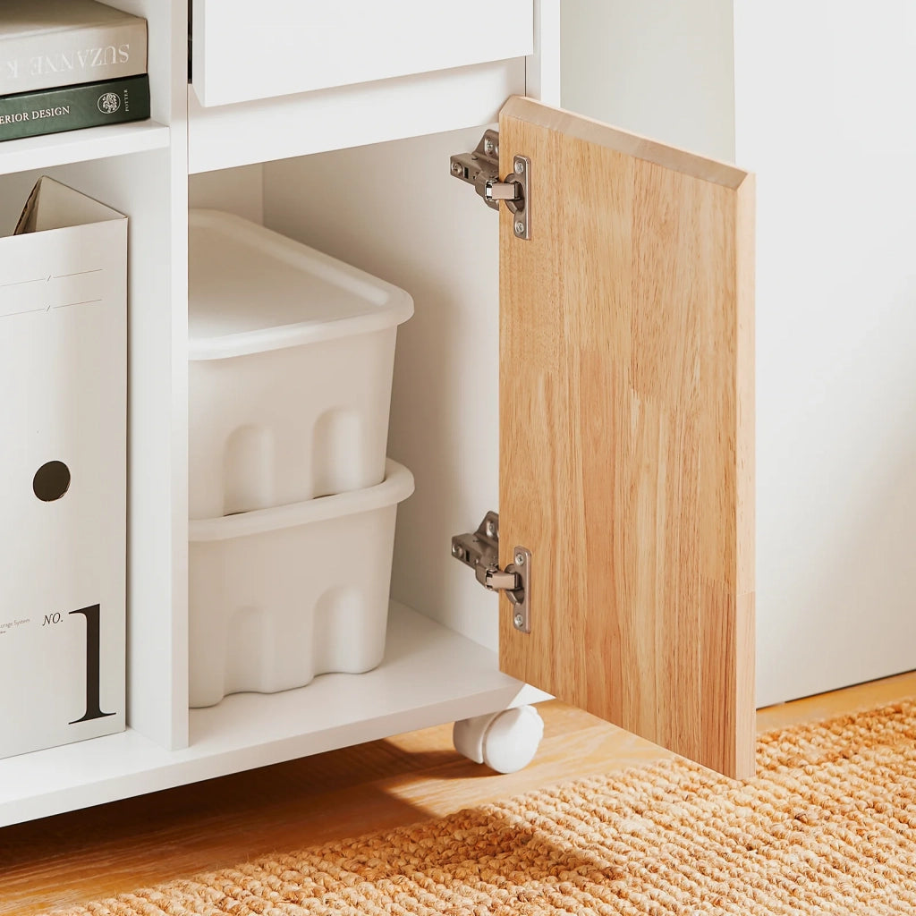 SoBuy Carrello da ufficio Carrello Portaoggetti con Cassetto Tavolino stampante Bianco-Naturale 65x25x58cm ASK04-WN