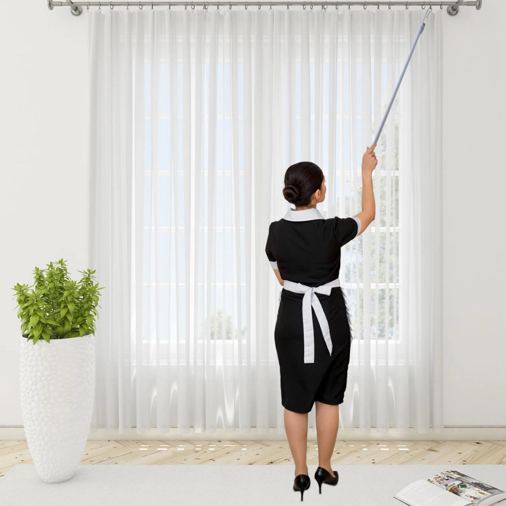 Frustino Frusta Asta - Tiratenda per Tende da Interno in Ferro, Diametro 11mm, Lunghezza 125cm - Colore: Nichel Satinato