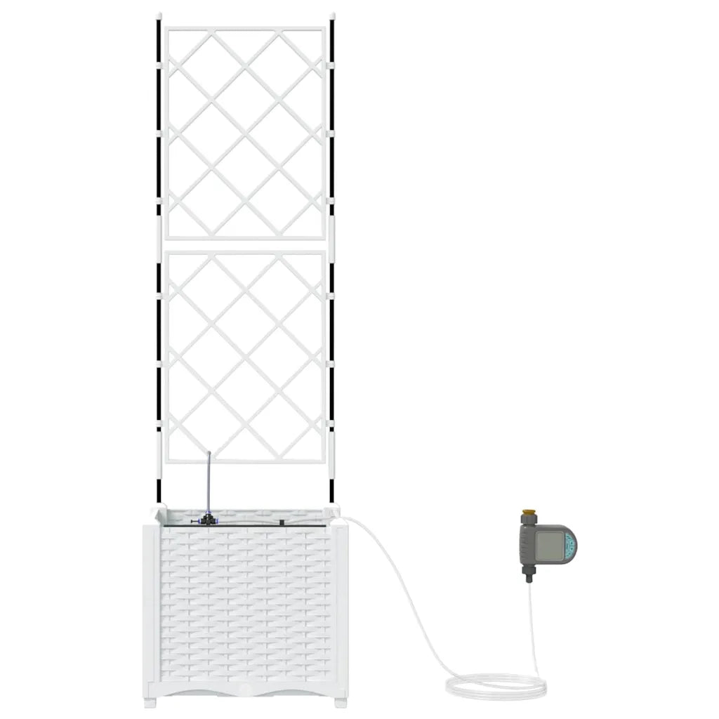 Vaso da giardino-Fioriera da Esterno-Contenitore per Piante Bianco 40 x 40 x 142 cm Acciaio