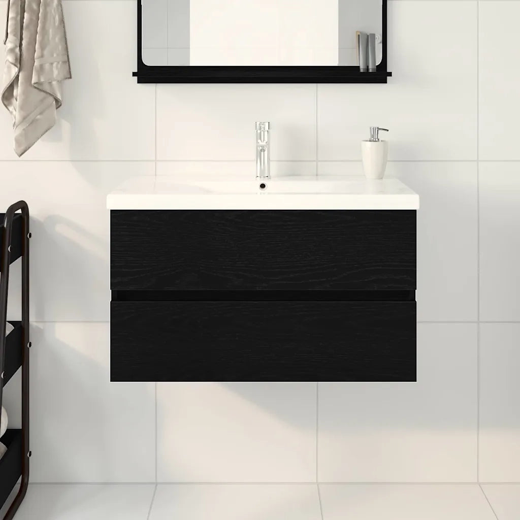 Armadio per Lavabo da Bagno Rovere Nero 80 x 39 x 62 cm 3333147