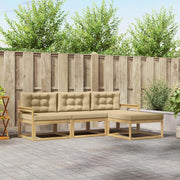 Set di divani da esterno 4 pcs Bianco e Beige Poliestere