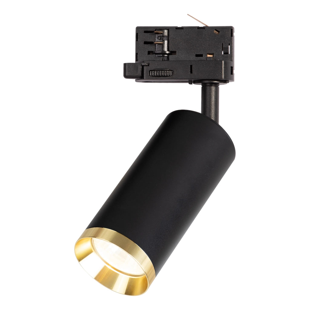 Faretto su binario 3 circuiti nero/oro GU10 10W Mica