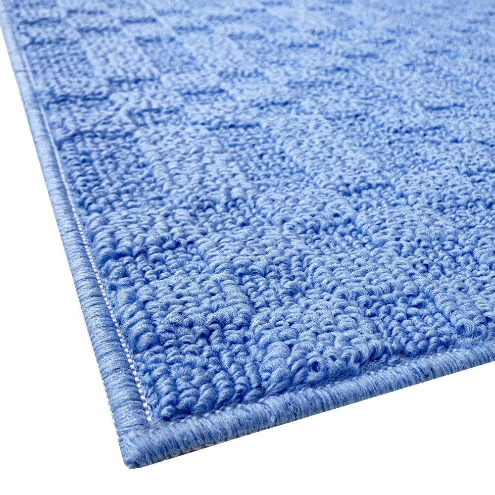 Tappeto Bagno 3D Morbido Assorbente Antiscivolo Lavabile Scendiletto Camera Set 3 Pezzi Azzurro