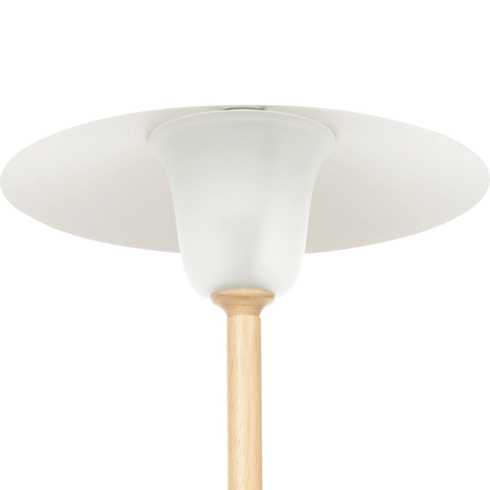 Lampada da terra Paralume in metallo bianco Struttura in legno di quercia Stile minimalista Scandinavo