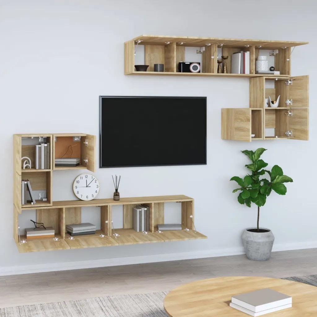 Mobile TV a Parete | Armadietto TV | Mobile Porta TV Rovere Sonoma in Legno Multistrato