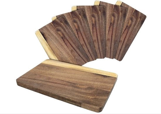 Set di tagliapasta in legno da cucina 22 x 14 cm - set da 6 - tavola da taglio per cucina - set di tagliapasta e tavole da servizio per cucina in legno naturale