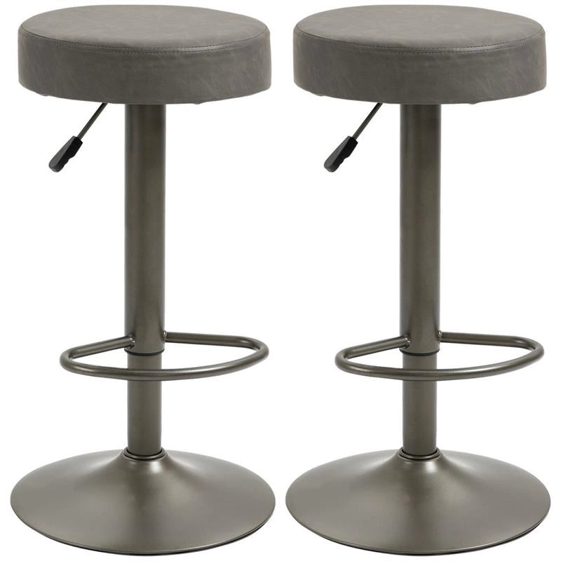 SET 2 SGABELLI GIREVOLI CON  ALTEZZA REGOLABILE 35X36X64-85CM GRIGIO