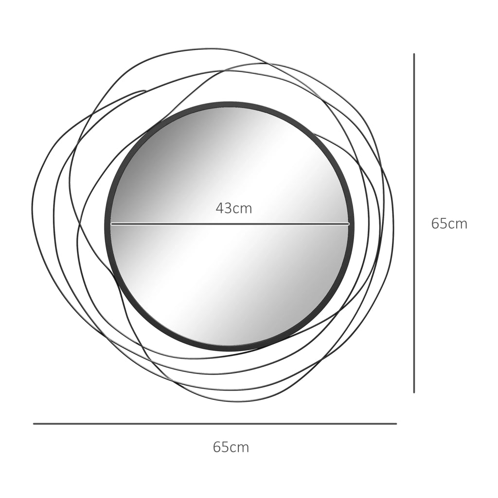 Specchio rotondo in metallo nero ¨C zephmum ¨C diametro 65 cm