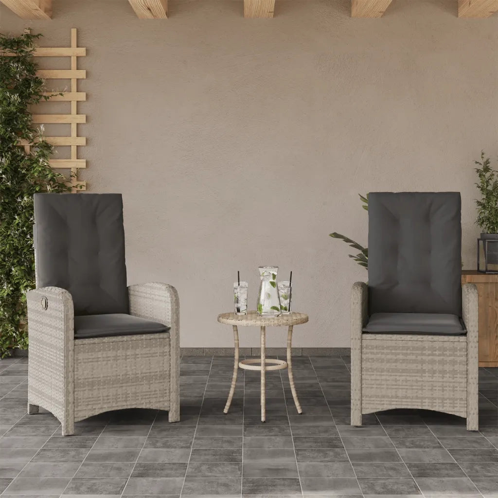 Sedie Reclinabili Giardino 2pz Cuscini Grigio Chiaro Polyrattan 365174