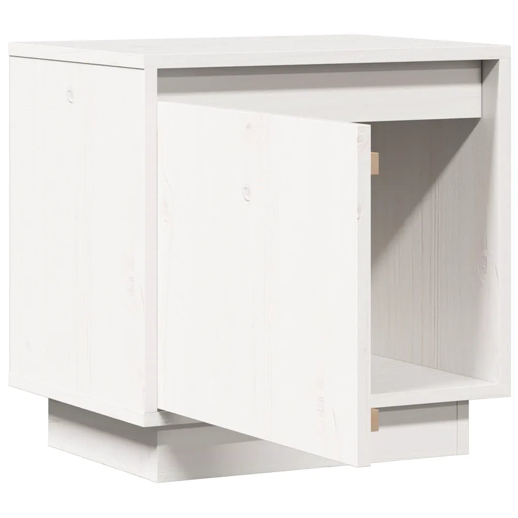 Comodino | Armadio da Notte | Mobiletto da notte Bianco 40x30x40 cm in Legno Massello di Pino