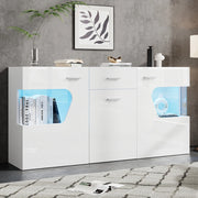 Sideboard 140x33x70 cm con luci LED in MDF bianco