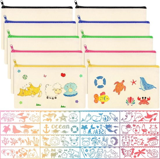 Set di 10 tasche in stoffa bianca per DIY, 21 x 12 cm