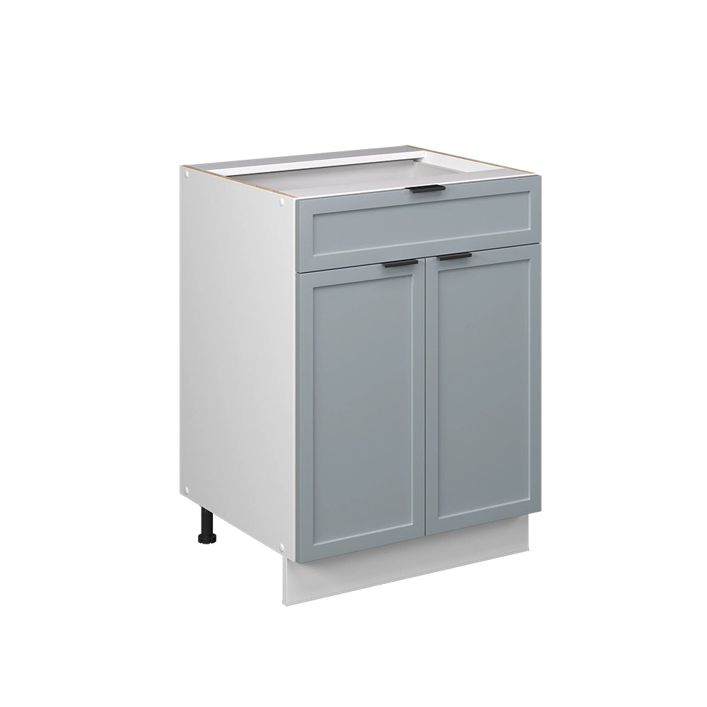 Mobiletto base per cucina Fame-Line Blu-grigio chiaro/Bianco 60 cm con cassetto, senza piano di lavoro Vicco