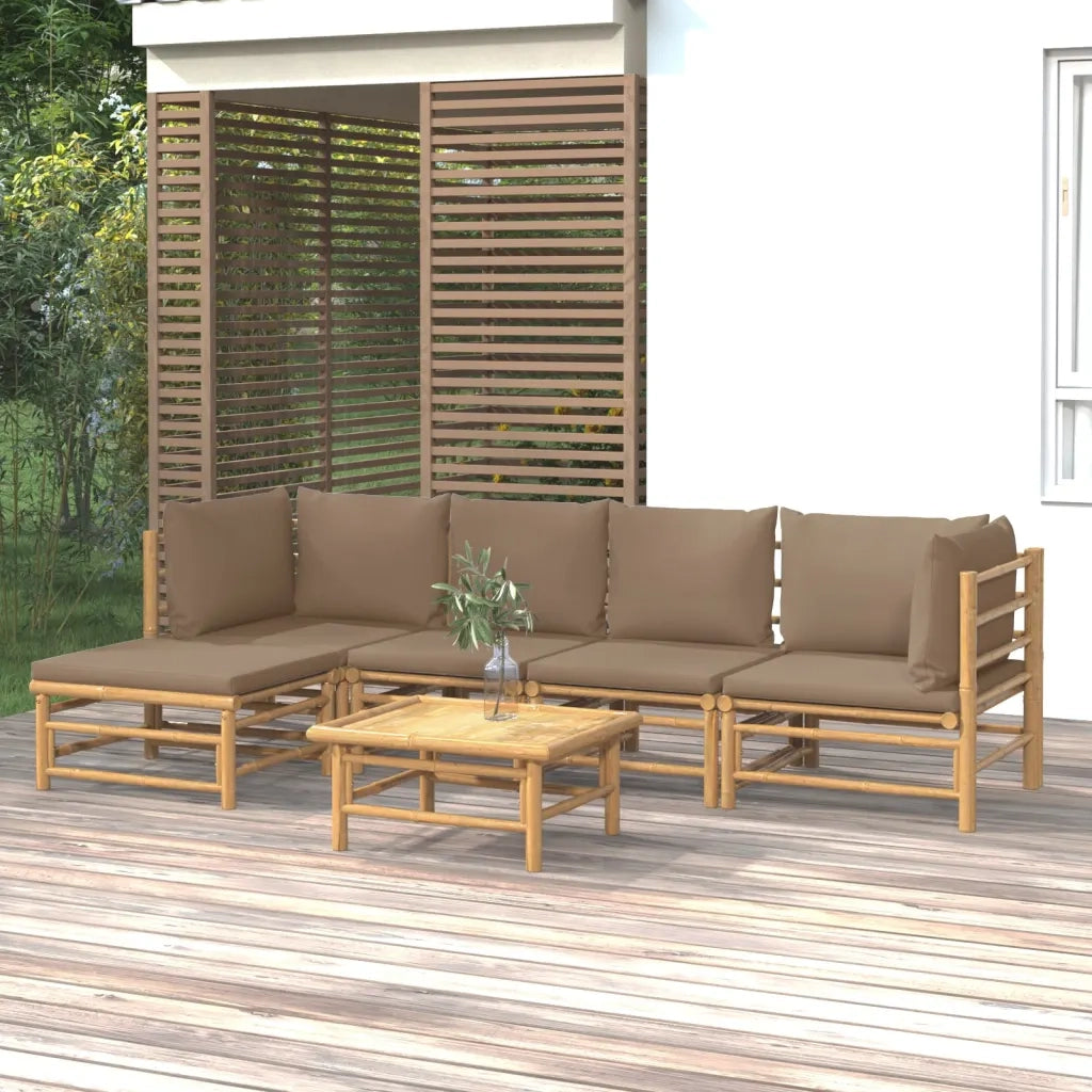 Set Salotto da Giardino 6pz con Cuscini Tortora BambÃ¹cod mxl 76331