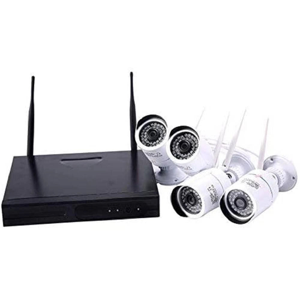Trade Shop - Kit Videosorveglianza Hd Nvr Wifi A 4 Canali Con 4 Telecamere Incluse Ahd 1,3 Mp -