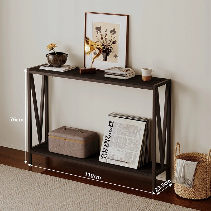 Consolle marrone scuro, tavolino da ingresso con ripiano, spaziosa, alta, 76 cm