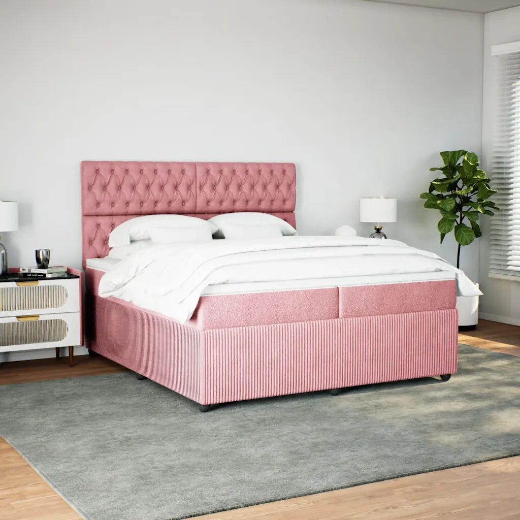 Giroletto a Molle con Materasso Rosa 200x200 cm in Velluto 3292441