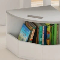 Set con Tavolo per Bambini e 4 Sgabelli Salvaspazio con Vano Contenitore in Legno, Grigio