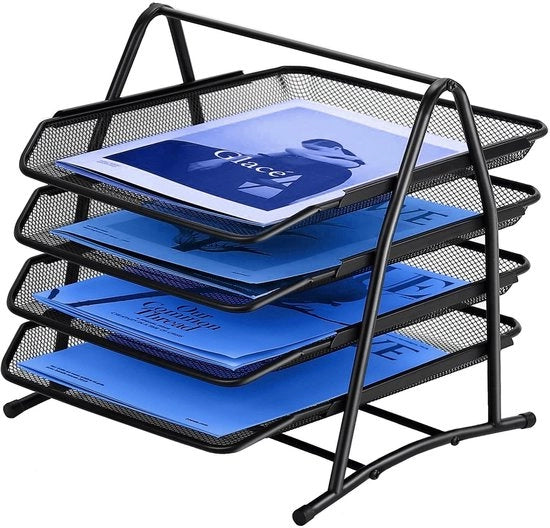 Biblioteca per ufficio, contenitore metallico per documenti, organizzatore per scrivania a 4 livelli, cassetto per carta, cassetto per lettere, contenitore per archiviazione, cassetto per lettere, organizzatore per ufficio e scuola