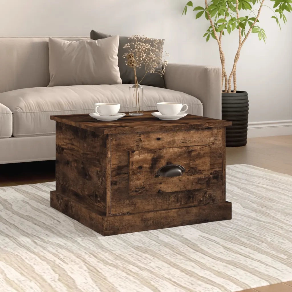 Tavolino da Salotto Rovere Fumo 50x50x35 cm Legno Multistrato 816253