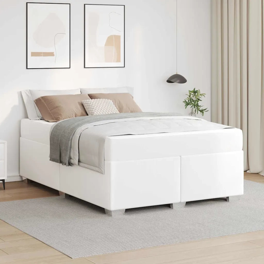 Struttura del letto con materasso Bianco 140 x 200 cm Tessuto