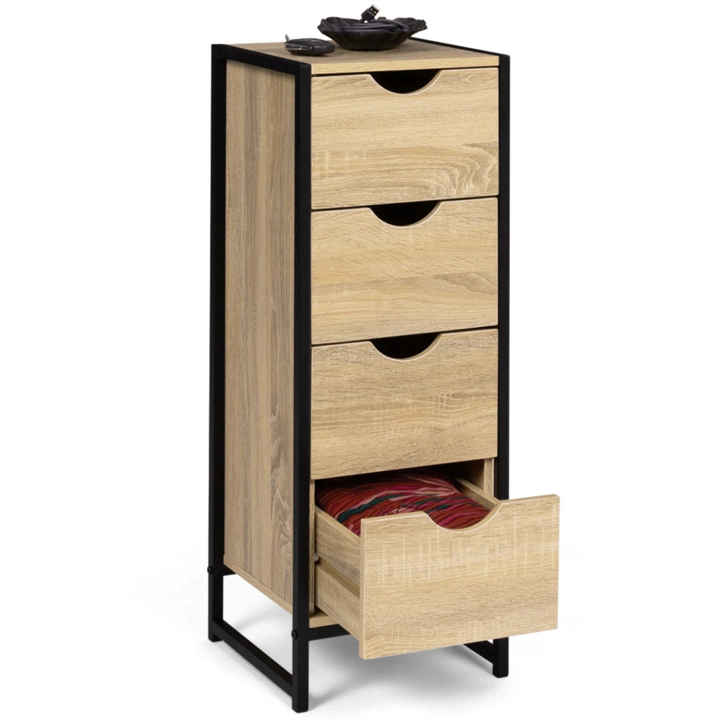 IDMarket - Armario lateral de 4 cajones DETROIT 30 cm para entrada de baño