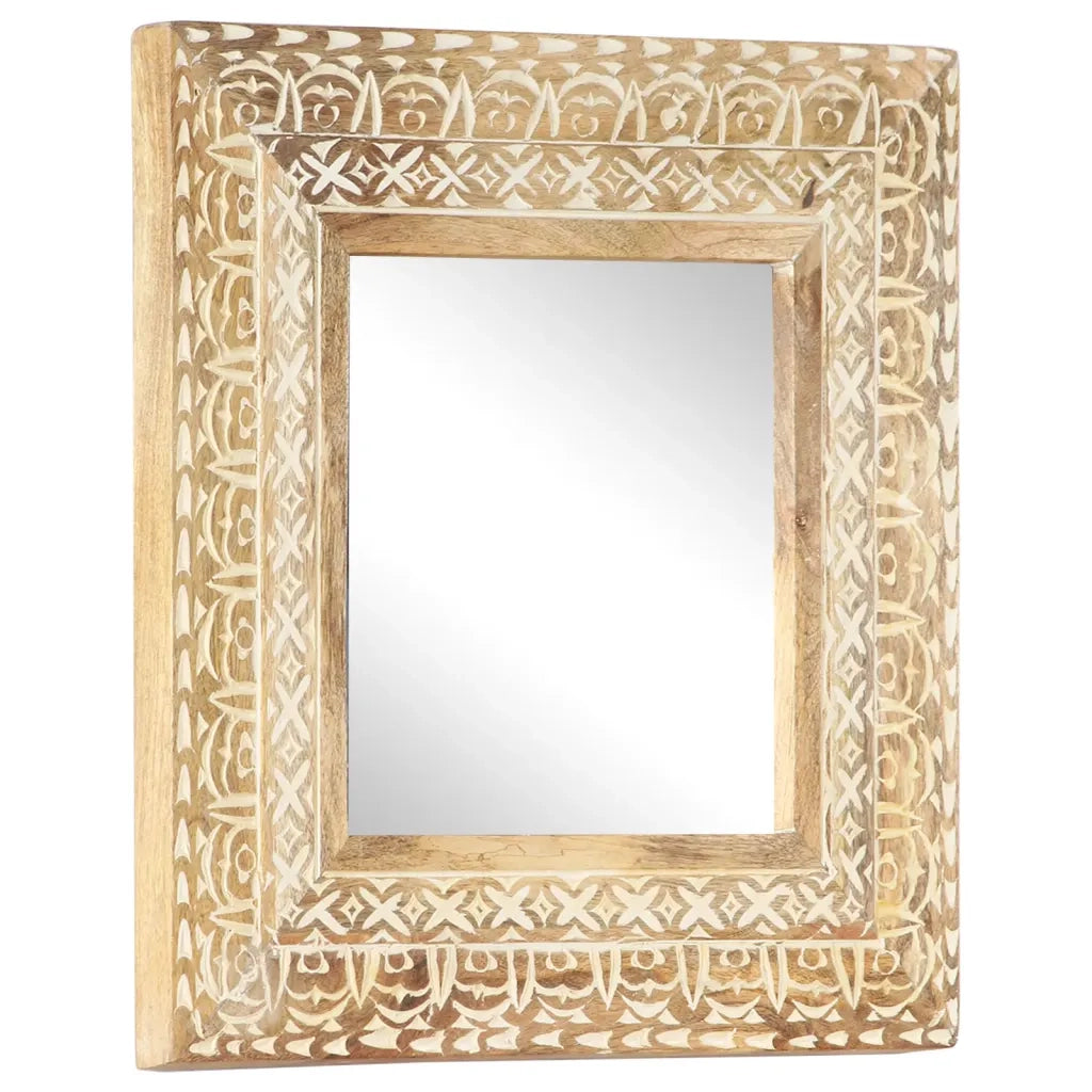Specchio Intagliato a Mano 50x50x2,6 cm in Massello di Mango 321644