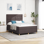 Letto a molle con materasso marrone scuro 140x190 cm in tessuto