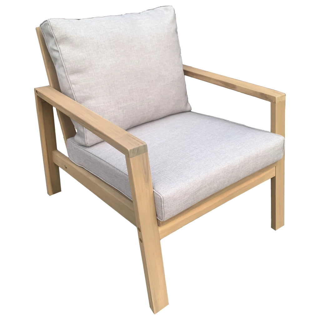 Set di mobili da giardino in acacia GILI 4 posti - cuscini sabbia