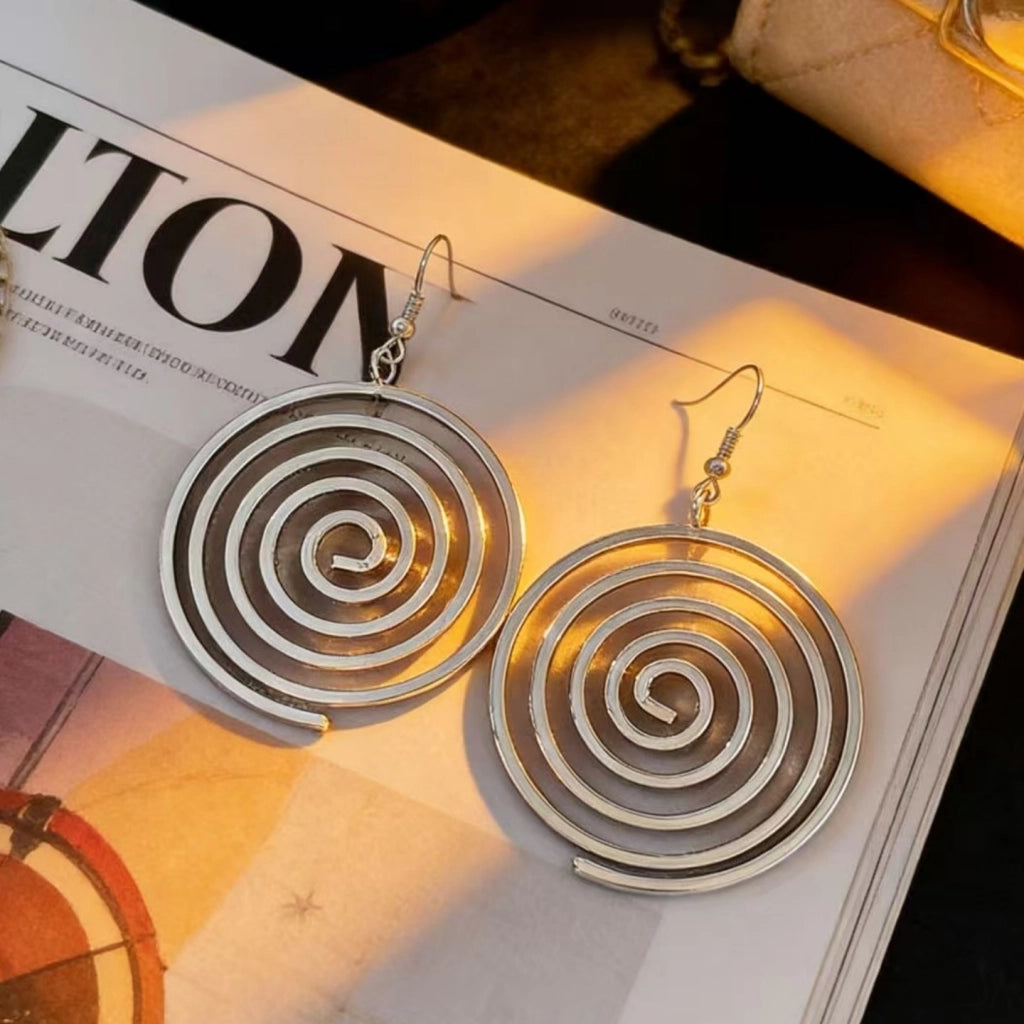 Orecchini a spirale geometrici, orecchini rustici e retr¨°, grandi cerchi rotondi, orecchini a spirale antizanzare
