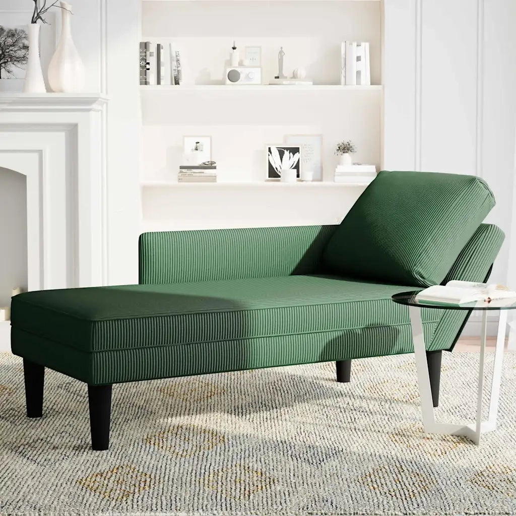 Sdraio con Cuscino Destro in Velluto a Coste Verde Scuro CFW6681603