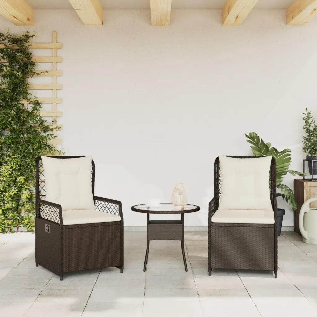 Sedie da Giardino Reclinabili 2 pz | Sedie da Esterno Marrone in Polyrattan