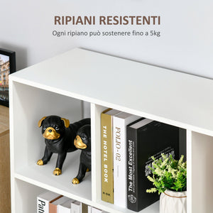 Mobile Libreria Portaoggetti a 3 Livelli e 8 Ripiani Totali 97,5x30x100 cm in MDF Bianco