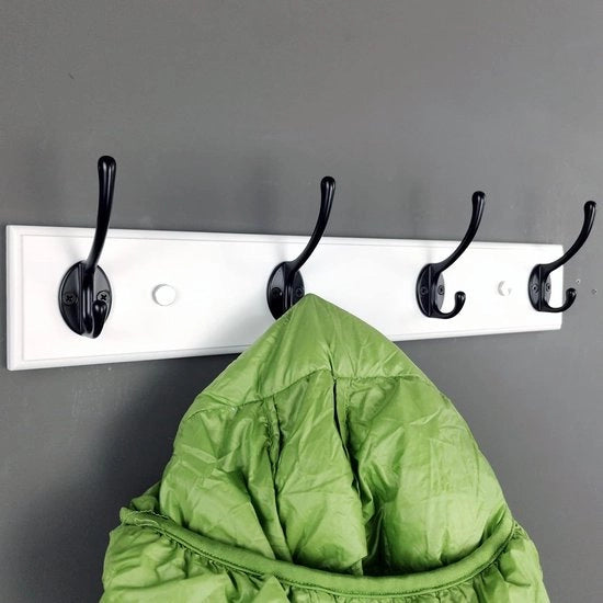 Wandkapstok in legno con 4 ganci - moderna cabina armadio per ingresso - 44 cm - colore bianco