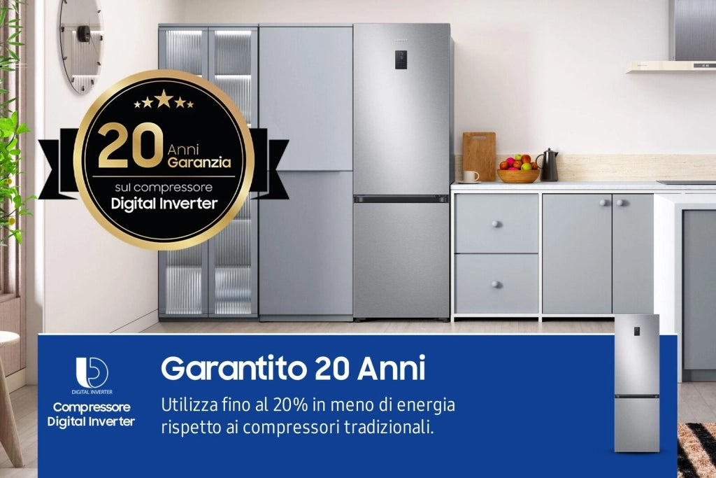 Samsung RB34C675DSA EcoFlex AI Frigorifero Combinato 344 L 185 cm Classe D 35 dB No Frost Wi-Fi Display Touch colore Acciaio Inossidabile