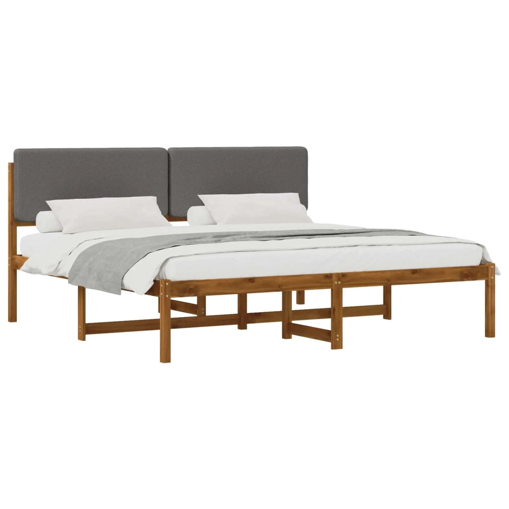 Letto con Testiera Rivestita Naturale e Grigio Chiaro 3405108