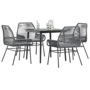 Set da Pranzo da Giardino 5 pz con Cuscini Polyrattan Vetro 3334479
