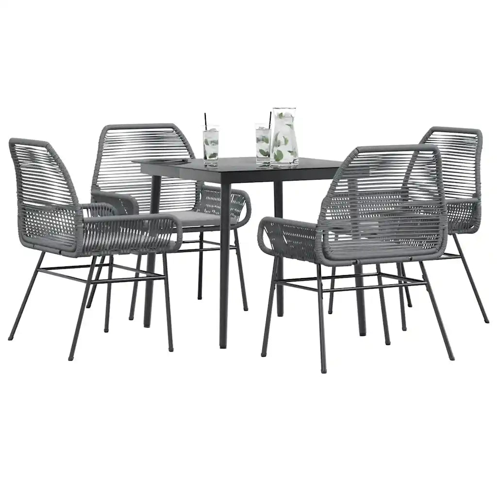 Set da Pranzo da Giardino 5 pz con Cuscini Polyrattan Vetro 3334479