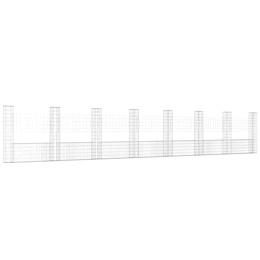Gabbione a U con 8 Pali in Ferro 860x20x150 cm 151288
