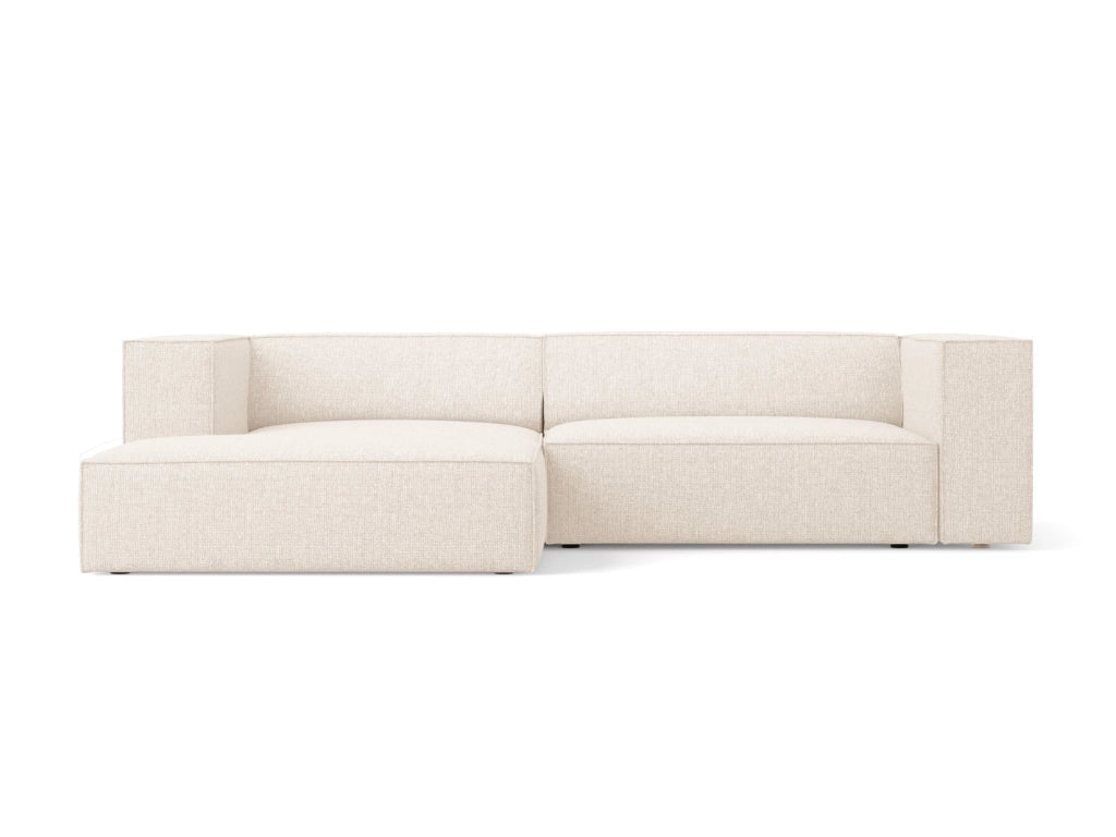 Cosmopolitan Design - Divano angolare sinistro "Arendal" 3 posti in ciniglia beige chiaro 