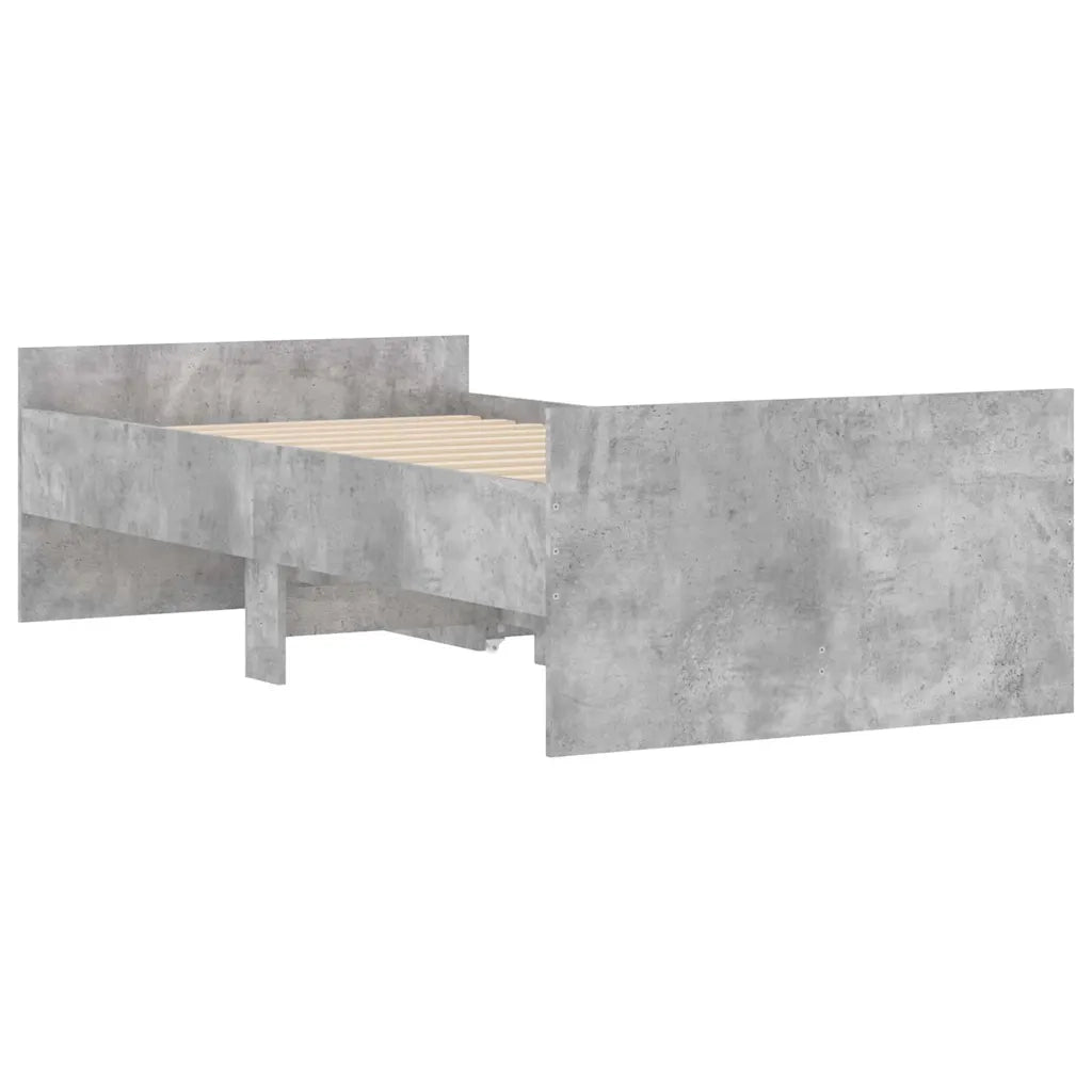 Letto singolo | Letto per adulti | Giroletto con Cassetti Grigio Cemento 90x190 cm